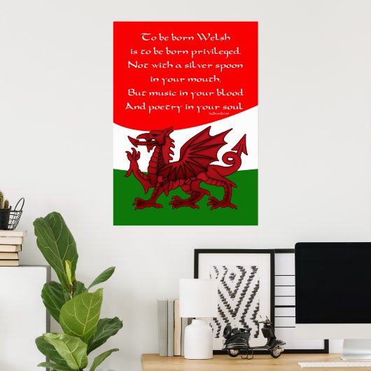 Welsh Poem Poster - Print Welsh Dragon (Thuiskantoor)