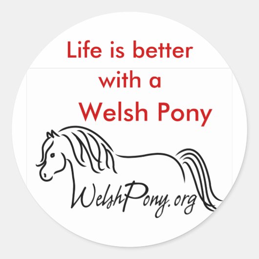 Welsh Pony & Cob Society Ronde Sticker (Voorkant)
