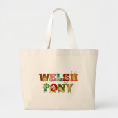 Welsh Pony met kleurrijke tekst Grote Tote Bag (Voorkant)