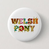 Welsh Pony met kleurrijke tekst Ronde Button 5,7 Cm (Voorkant)