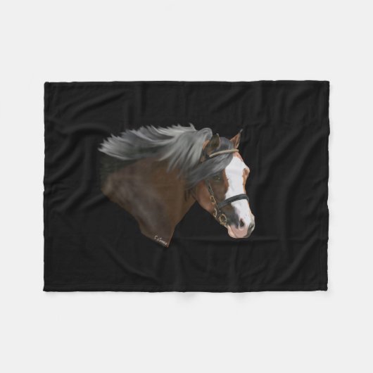 Welsh Pony Portret Fleece Deken (Voorkant (Horizontaal))