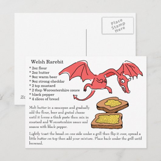 Welsh Rarebit Recipe Card Briefkaart (Voorkant / Achterkant)