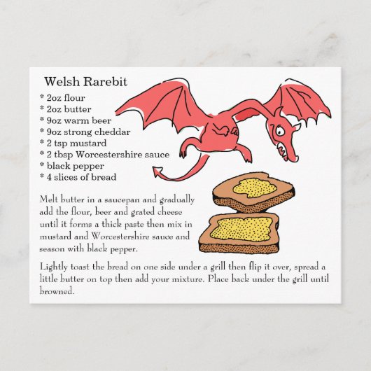 Welsh Rarebit Recipe Card Briefkaart (Voorkant)