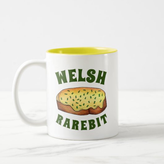 Welsh Rarebit Savory Cheese Toast British Food UK Tweekleurige Koffiemok (Links)