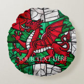 Welsh Red Dragon Flag Rond Kussen (Voorkant)