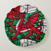 Welsh Red Dragon Flag Rond Kussen (Achterkant)