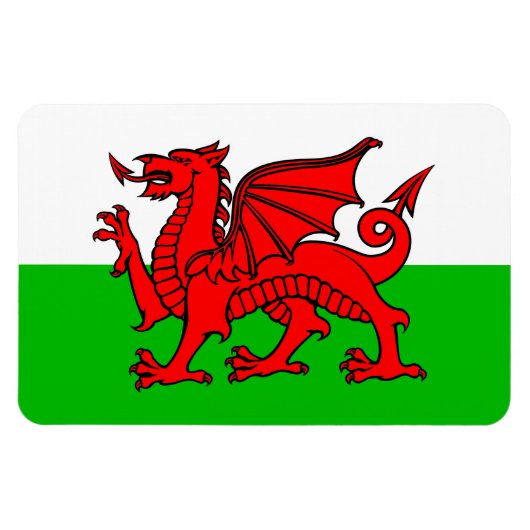 Welsh Red Dragon Wales Flag Magneet (Horizontaal)