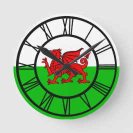 Welsh Red Dragon Wales Flag Ronde Klok