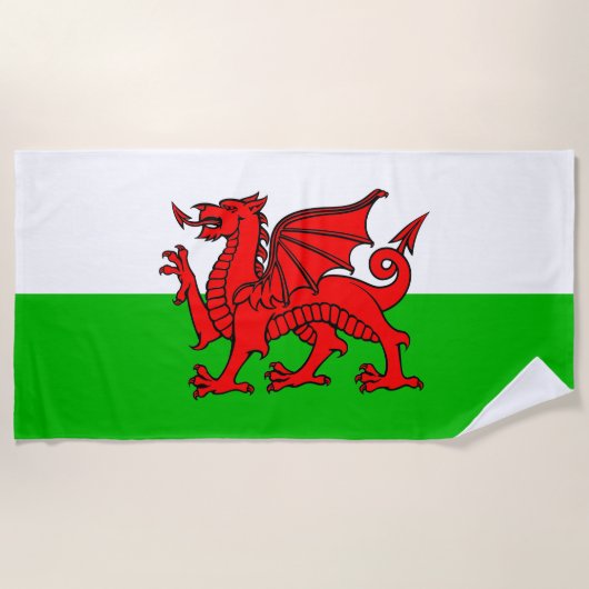 Welsh Red Dragon Wales Flag Strandlaken (Voorkant)