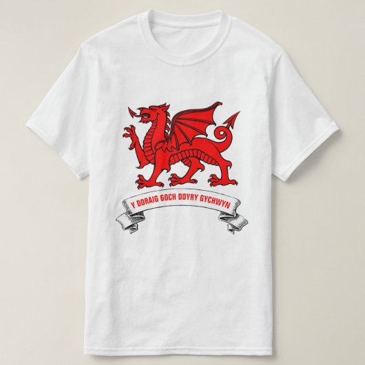 Welsh rode draak met slogan t-shirt (Design voorkant)