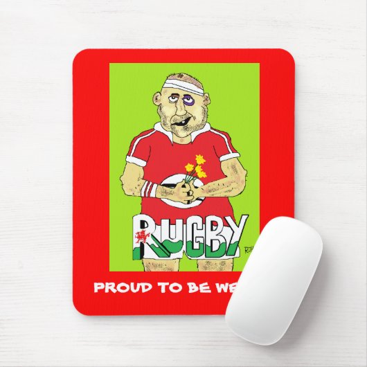 WELSH RUGBY MOUSEPAD MUISMAT (Met muis)