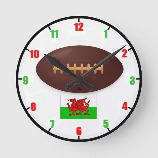 Welsh Rugby Wall Clock Ronde Klok (Voorkant)