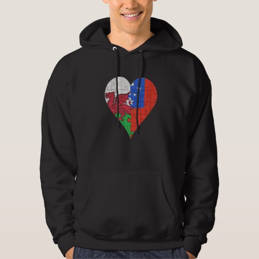 Welsh Samoaanse vlag hart Hoodie (Voorkant)