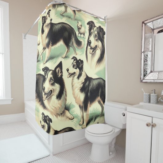 Welsh Sheepdog Naadloos Douchegordijn (In situ)