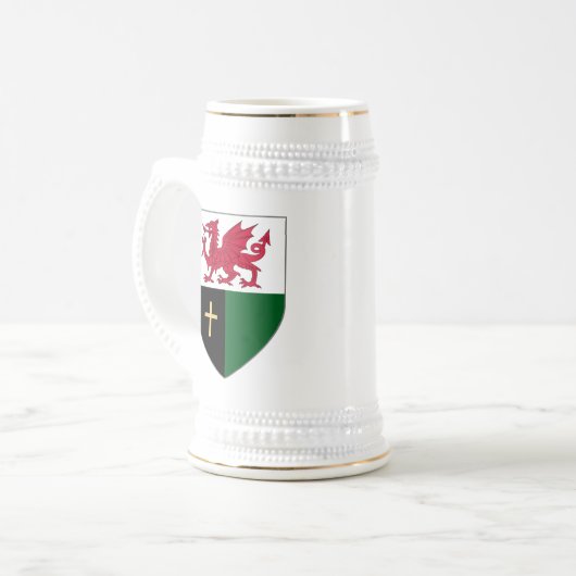 Welsh Shield Stein - Dragon & Cross Bierpul (Voorkant links)