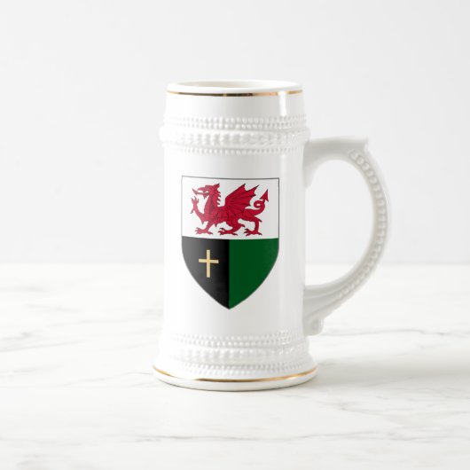 Welsh Shield Stein - Dragon & Cross Bierpul (Rechts)