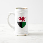 Welsh Shield Stein - Dragon & Cross Bierpul (Links)