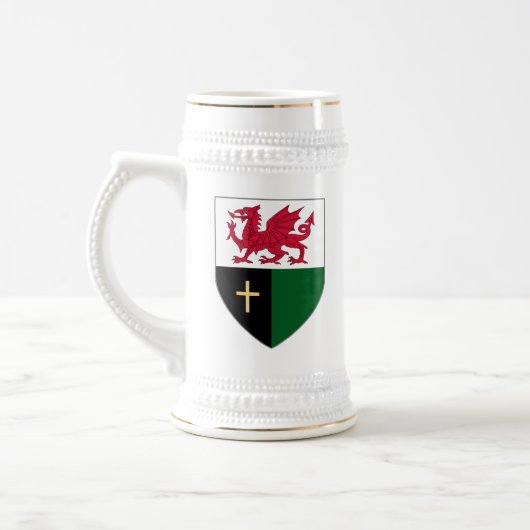 Welsh Shield Stein - Dragon & Cross Bierpul (Links)
