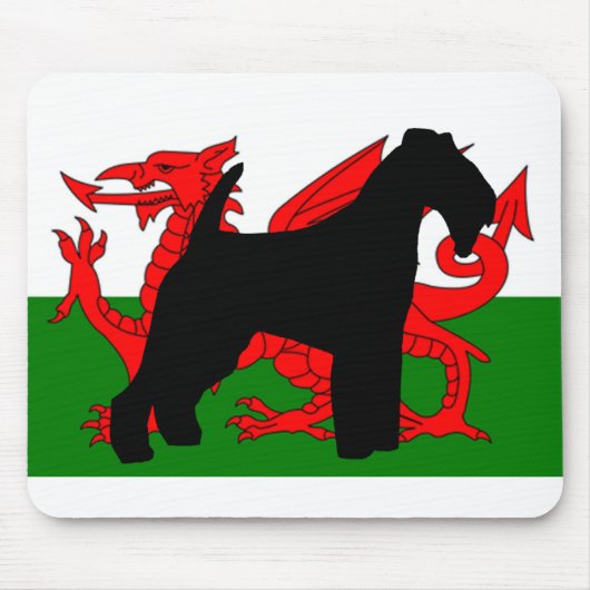 welsh shier silhouette wales flag.png muismat (Voorkant)