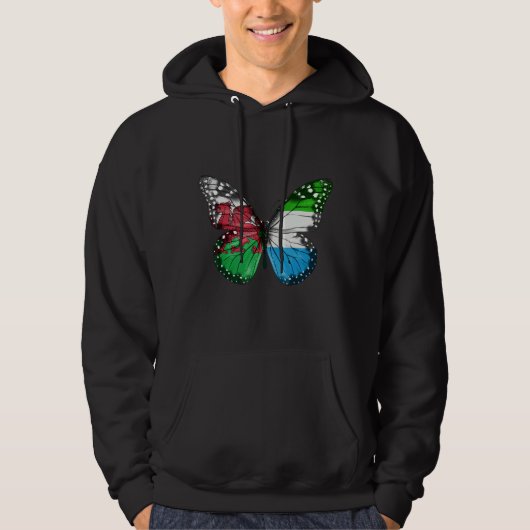 Welsh Sierra Leonean Flag Butterfly Hoodie (Voorkant)