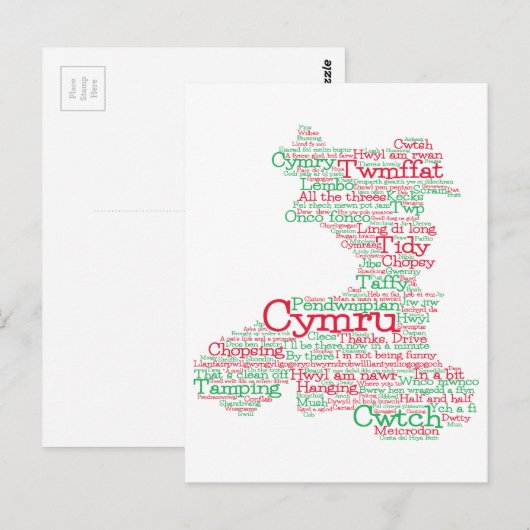 Welsh Slang Word Art Map Briefkaart (Voorkant / Achterkant)