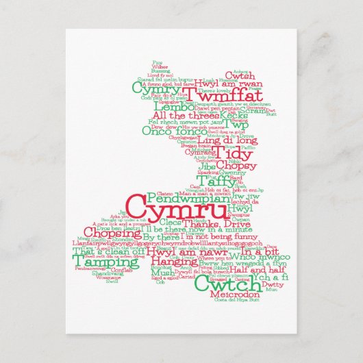 Welsh Slang Word Art Map Briefkaart (Voorkant)