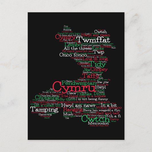 Welsh Slang Word Art Map Briefkaart (Voorkant)