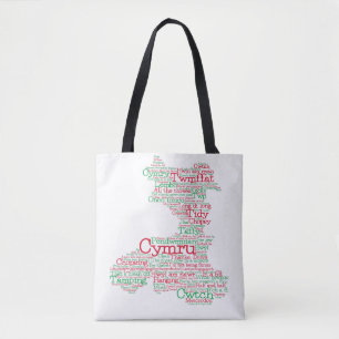 Welsh Slang Word Art Map Canvas tas