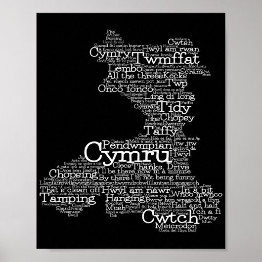 Welsh Slang Word Art Map Poster (Voorkant)