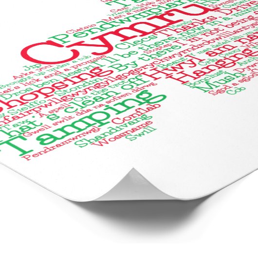 Welsh Slang Word Art Map Poster (Hoek)