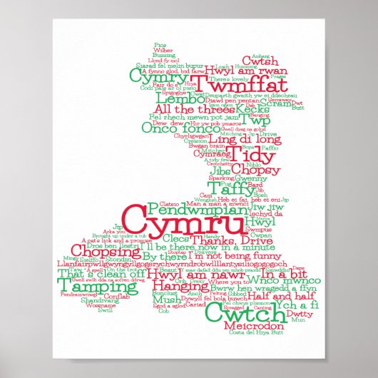 Welsh Slang Word Art Map Poster (Voorkant)