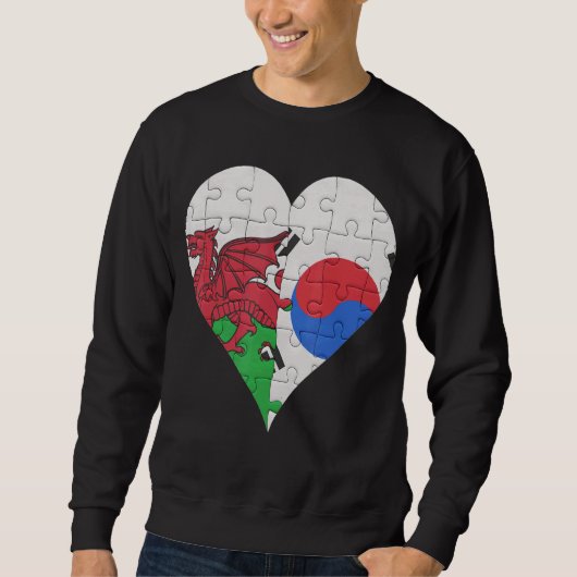 Welsh South Korean Flag Heart Trui (Voorkant)