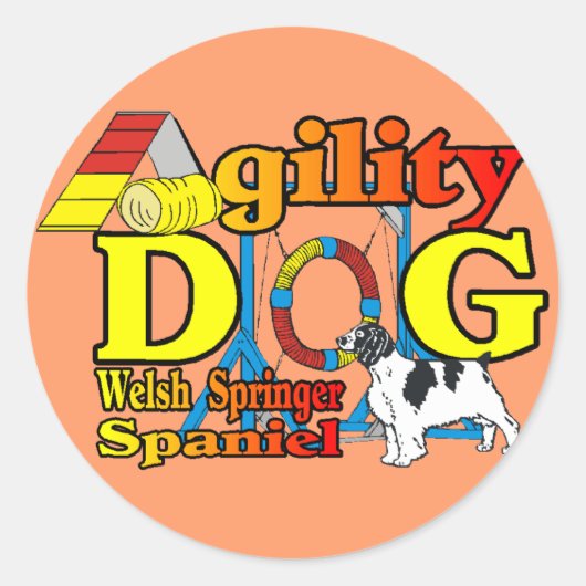 Welsh Springer Spaniel Agility Gifts Ronde Sticker (Voorkant)