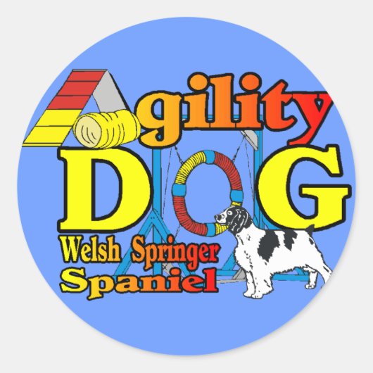 Welsh Springer Spaniel Agility Gifts Ronde Sticker (Voorkant)