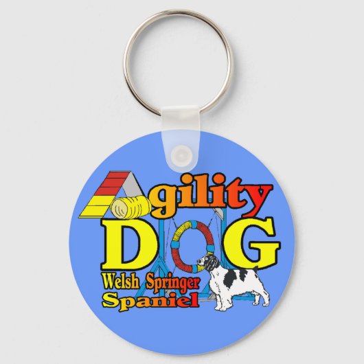 Welsh Springer Spaniel Agility Gifts Sleutelhanger (Voorkant)
