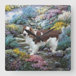 Welsh Springer Spaniel Art Gifts Vierkante Klok
