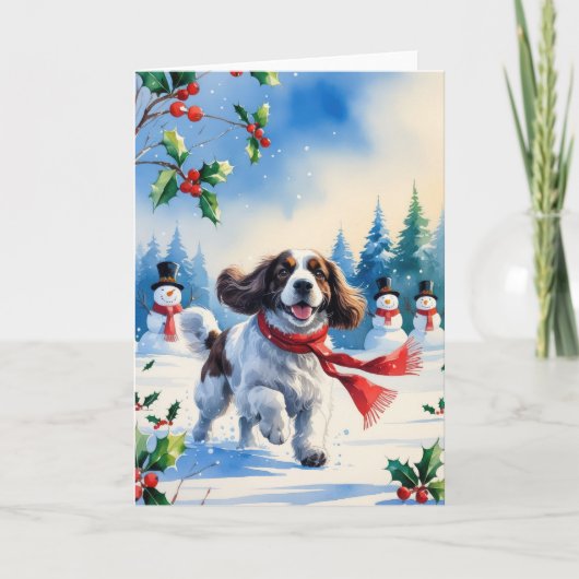 Welsh Springer Spaniel Dog Christmas Wenskaart Kaart (Voorkant)
