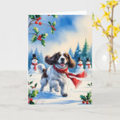 Welsh Springer Spaniel Dog Christmas Wenskaart Kaart (Gele Bloem)