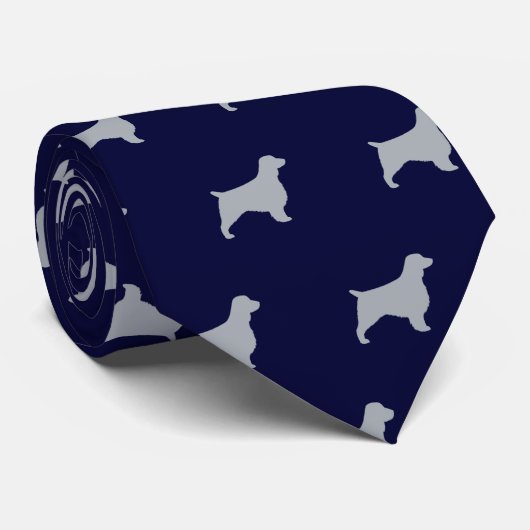 Welsh Springer Spaniel Dog Silhouettes Patroon Stropdas (Opgerold)