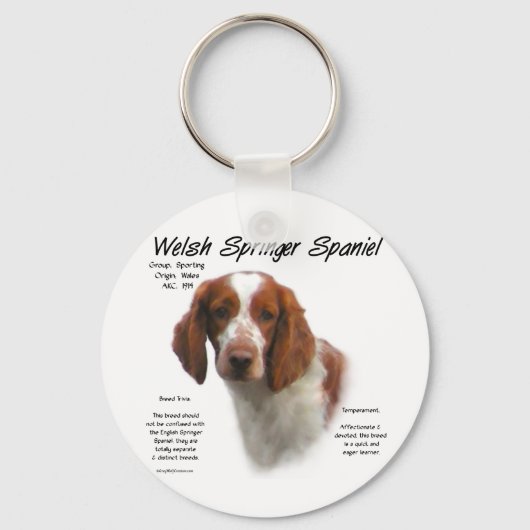 Welsh Springer Spaniel Geschiedenis Ontwerp Sleutelhanger (Voorkant)