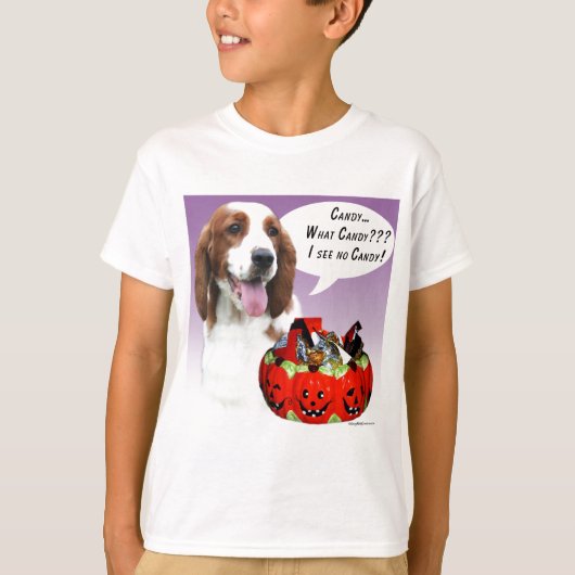 Welsh Springer Spaniel Halloween Snoep T-shirt (Voorkant)