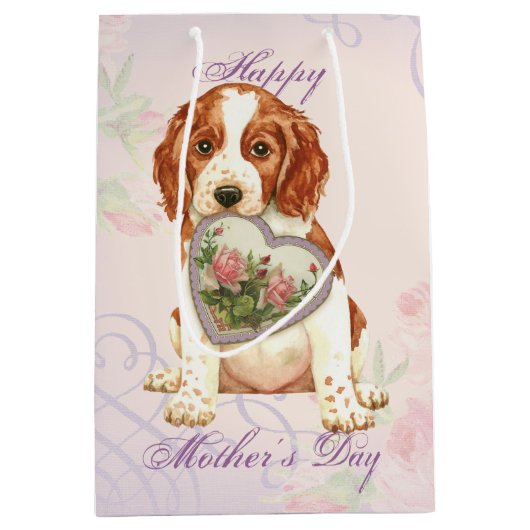 Welsh Springer Spaniel Heart mama Medium Cadeauzakje (Voorkant)