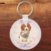 Welsh Springer Spaniel Heart mama Sleutelhanger (Voorkant)