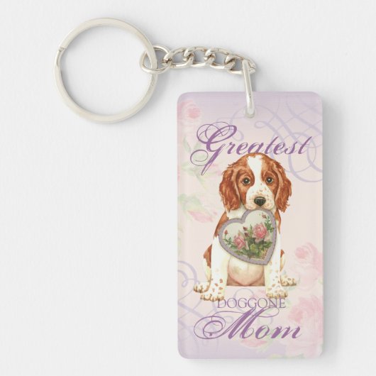 Welsh Springer Spaniel Heart mama Sleutelhanger (Voorkant)