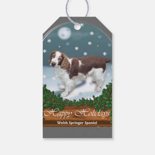 Welsh Springer Spaniel Kerstmis Cadeaulabel (Achterkant)