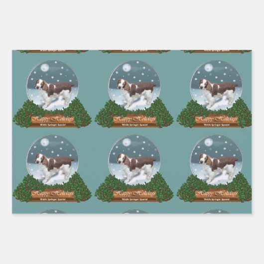 Welsh Springer Spaniel Kerstmis Inpakpapier Vel (Voorkant)