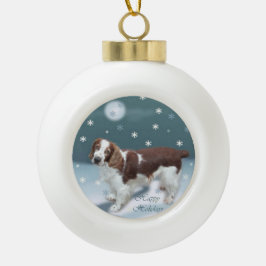 Welsh Springer Spaniel Kerstmis Keramische Bal Ornament