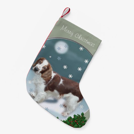 Welsh Springer Spaniel Kerstmis Kleine Kerstsok (Voorkant (Hangend))