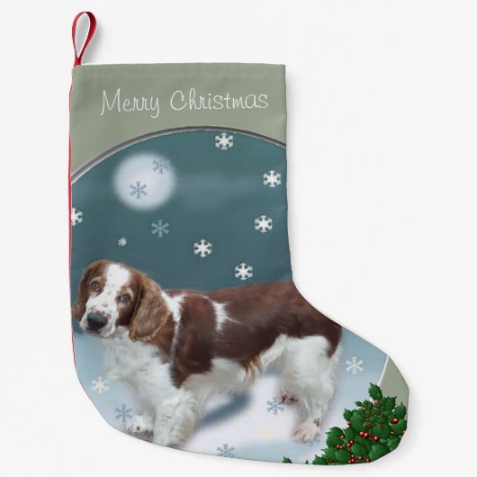 Welsh Springer Spaniel Kerstmis Kleine Kerstsok (Voorkant)