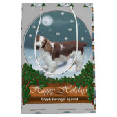 Welsh Springer Spaniel Kerstmis Medium Cadeauzakje (Voorkant)